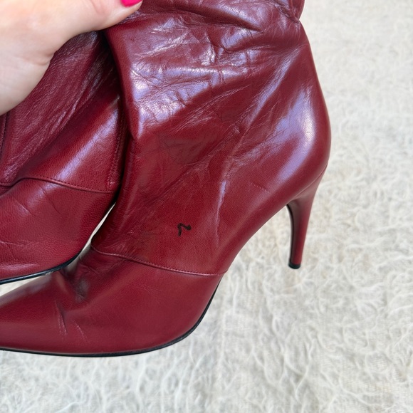Y2K Cherry Red Stiletto Knee-High Leather Boots – 6.5 - Picture 4 of 6